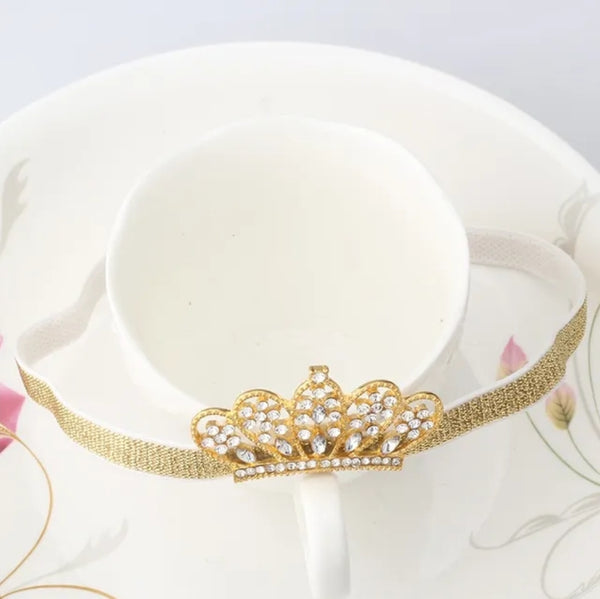 Gold crown headband with diamantè